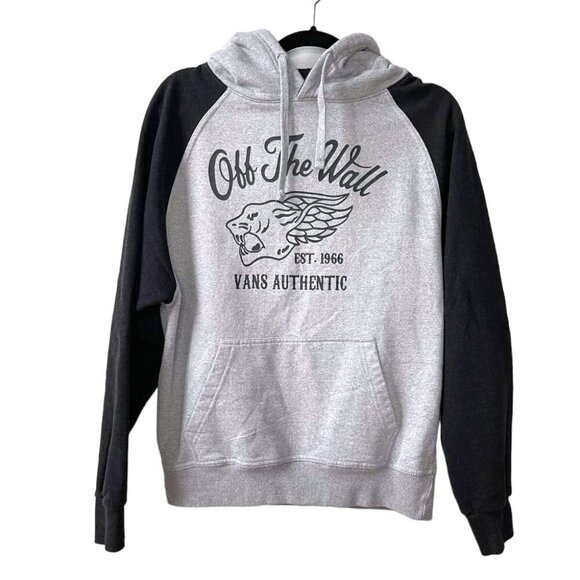 Vans OFF THE WALL Charcoal & Light Grey Graphic Hoodie - Picture 1 of 2
